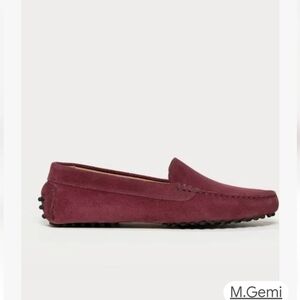 M. GEMI The Felize Suede Burgundy LEATHER MOCCASIN SZ 39.5 US 9.5